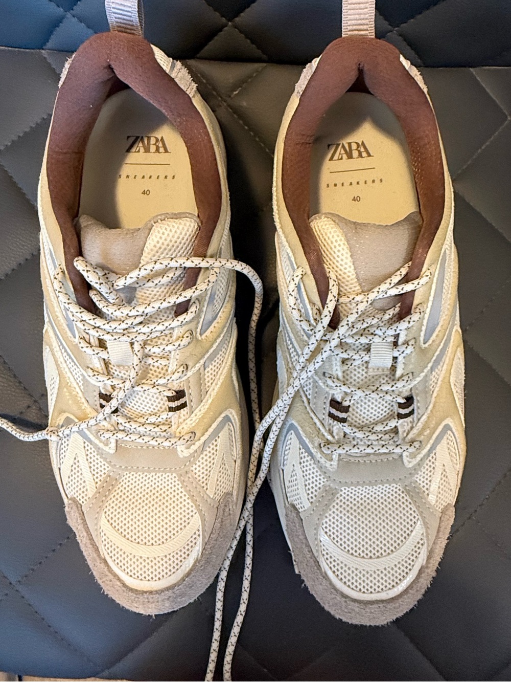 Zara Women’s Cream and Brown Athletic Sneakers